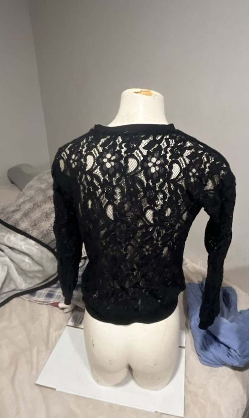 Express Floral Lace Long Sleeve Top Size XS Black